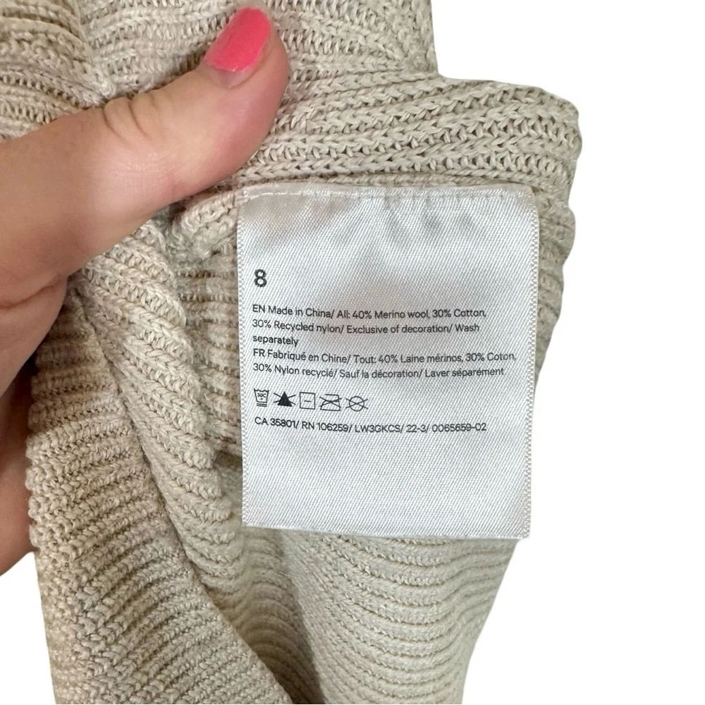 Lululemon Merino Wool-Blend Ribbed Turtleneck Sweater Heathered Natural Ivory